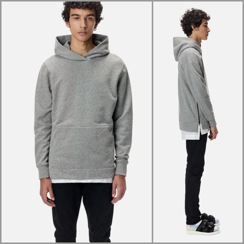 John Elliott Villain Hoodie Side Zippers Heather Gray size 2